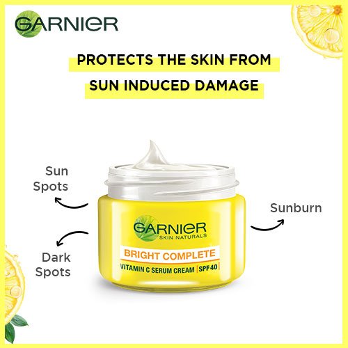 Garnier Vit C Serum Cream Protects the SKin from Sun Damage